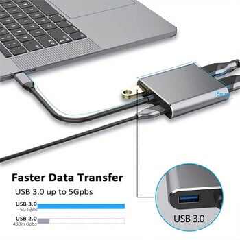 Διανομέας προσαρμογέα τύπου C 4 σε 1 σε HDTV VGA USB 3.0 ψηφιακός προσαρμογέας AV πολλαπλών θυρών με θύρα φόρτισης TYPE-C PD