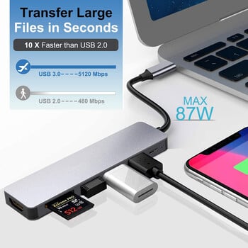 Σταθμός σύνδεσης USB C 4K30Hz Τύπος C HUB USB C Splitter Προσαρμογέας φορητού υπολογιστή για Macbook Air M1iPad Pro RJ45 Αξεσουάρ υπολογιστή USB 3.0 HUB