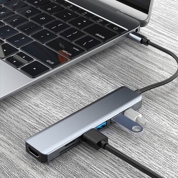 Σταθμός σύνδεσης USB C 4K30Hz Τύπος C HUB USB C Splitter Προσαρμογέας φορητού υπολογιστή για Macbook Air M1iPad Pro RJ45 Αξεσουάρ υπολογιστή USB 3.0 HUB