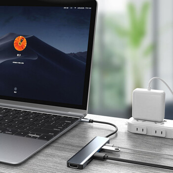 Σταθμός σύνδεσης USB C 4K30Hz Τύπος C HUB USB C Splitter Προσαρμογέας φορητού υπολογιστή για Macbook Air M1iPad Pro RJ45 Αξεσουάρ υπολογιστή USB 3.0 HUB