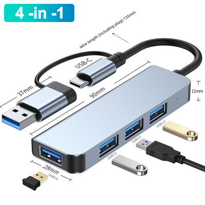 USB C dokstacija 4K30Hz C tipa centrmezgls USB C sadalītājs klēpjdatora adapteris Macbook Air M1iPad Pro RJ45 datora piederumi USB 3.0 centrmezgls