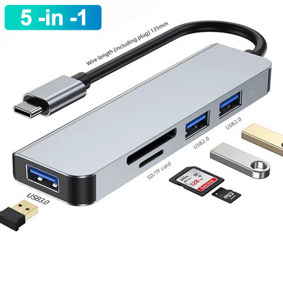 USB C dokstacija 4K30Hz C tipa centrmezgls USB C sadalītājs klēpjdatora adapteris Macbook Air M1iPad Pro RJ45 datora piederumi USB 3.0 centrmezgls