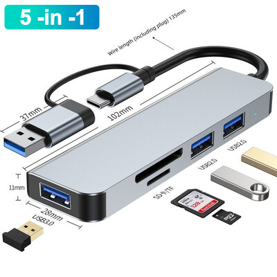 USB C dokstacija 4K30Hz C tipa centrmezgls USB C sadalītājs klēpjdatora adapteris Macbook Air M1iPad Pro RJ45 datora piederumi USB 3.0 centrmezgls