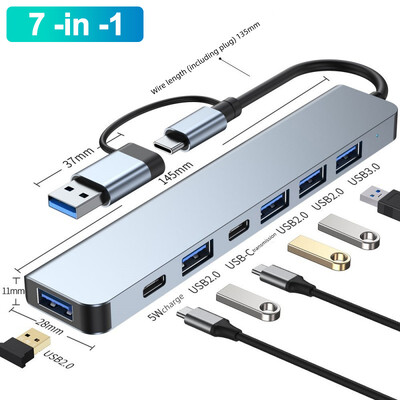 USB C dokstacija 4K30Hz C tipa centrmezgls USB C sadalītājs klēpjdatora adapteris Macbook Air M1iPad Pro RJ45 datora piederumi USB 3.0 centrmezgls