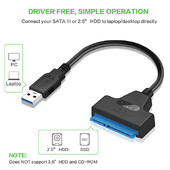 1PCS адаптерен кабел Поддържа USB Easy Drive кабел Usb3.0 към Sata твърд диск Съвместим твърд диск Кабел Адаптер Адаптер Кабел