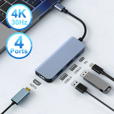 4 in 1 USB C HUB Type C 4K@30Hz HDTV suderinama USB 3.0 PD100W kelių prievadų adapterio prijungimo stotis, skirta nešiojamajam kompiuteriui „Dell Nintendo Switch“