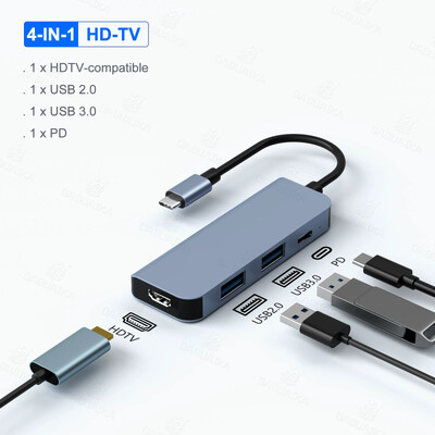 4 u 1 USB C HUB Tip C 4K@30Hz HDTV-kompatibilan USB 3.0 PD100W Multiport Adapter Docking Station za prijenosno računalo Dell Nintendo Switch