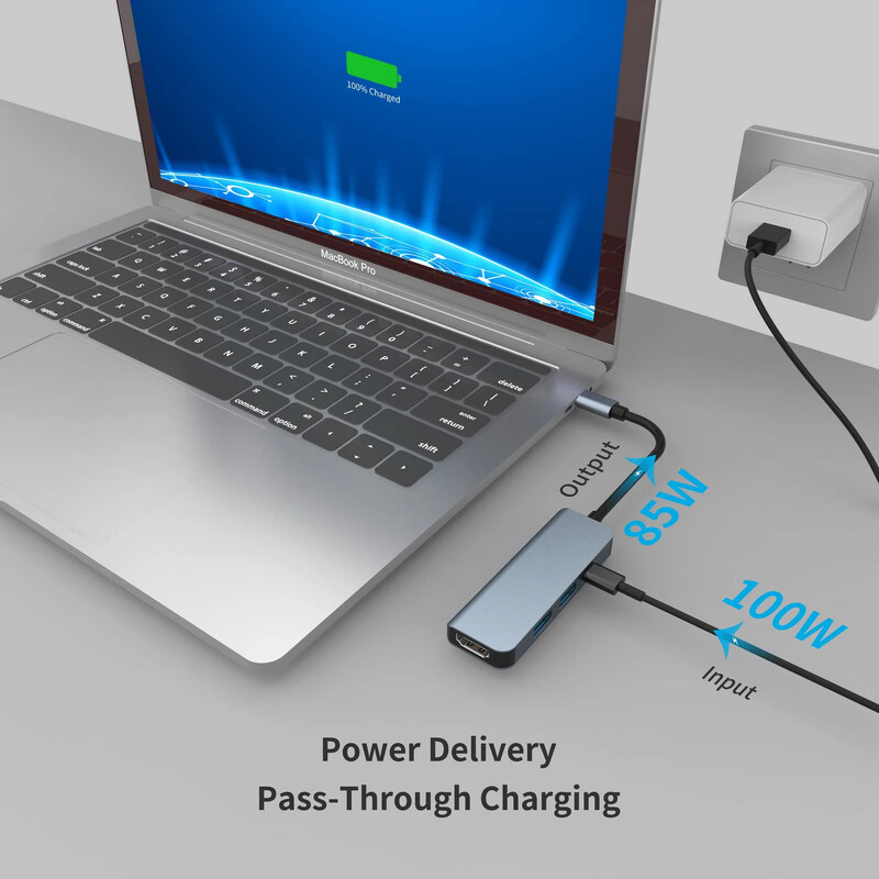 4 u 1 USB C HUB Tip C 4K@30Hz HDTV-kompatibilan USB 3.0 PD100W Multiport Adapter Docking Station za prijenosno računalo Dell Nintendo Switch