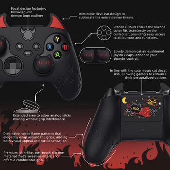 Κάλυμμα σιλικόνης PlayVital Cute Demon για χειριστήριο Xbox Series X/S (Ασύρματο χειριστήριο Xbox Core) με Caps Grip Thumb