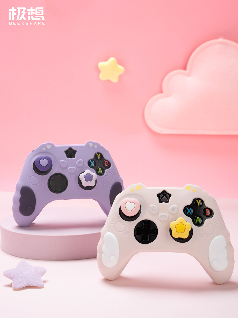 GeekShare Star Wings Protective Cover Skin kompatibilan s Xbox Series X/S s 2Pcs Thumb Grips i 2Pcs naljepnicama