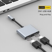 Gopala USB C na Dual HDMI adapter 4K @30hz Kompaktni prijenosni za MacBook Pro MacBook Air iPad Pro kompatibilan Thunderbolt 3 porta