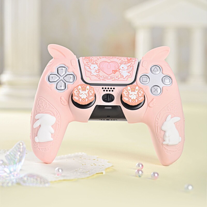 GeekShare Gothic Bunny silikonska zaštitna maska za bežični kontroler Playstation 5 s 2 kapice za palac i 1 naljepnicom