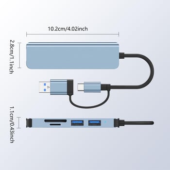 USB Hub 5 Θύρες, Multiple USB Hub 3.0 & Card Reader TF/SD, USB Splitter 5 σε 1 USB Extender Συμβατό με MacBook/Pad Pro/Dell