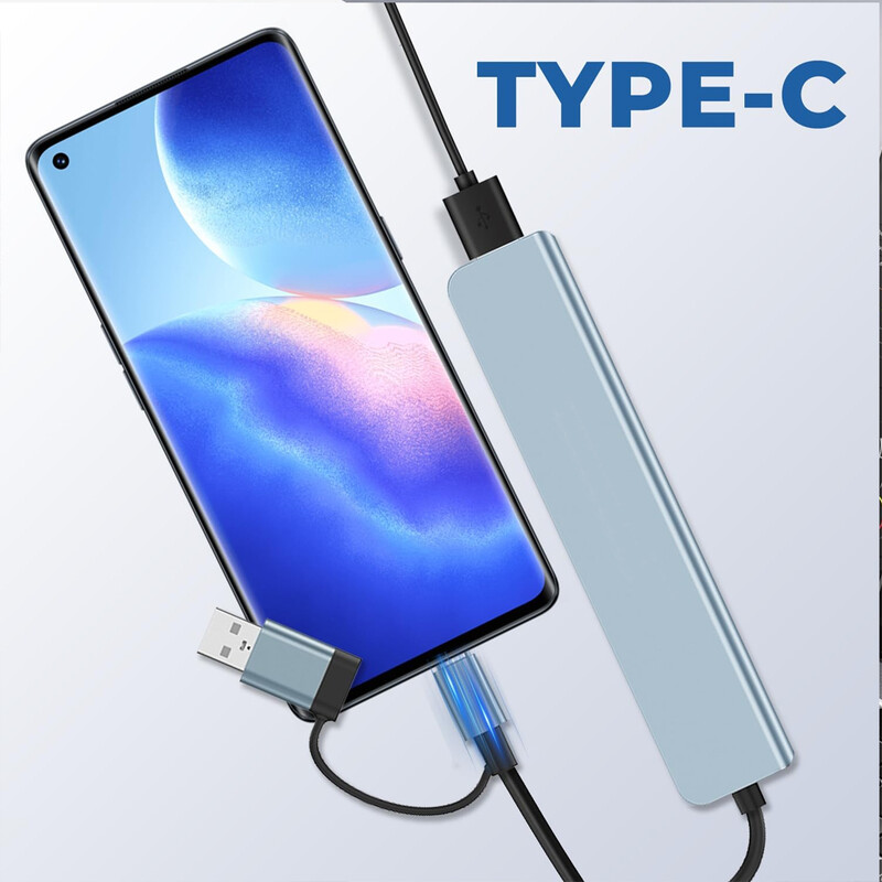 USB hub 5 priključaka, višestruki USB hub 3.0 & čitač TF/SD kartica, USB razdjelnik 5 u 1 USB ekstender kompatibilan s MacBook/Pad Pro/Dell