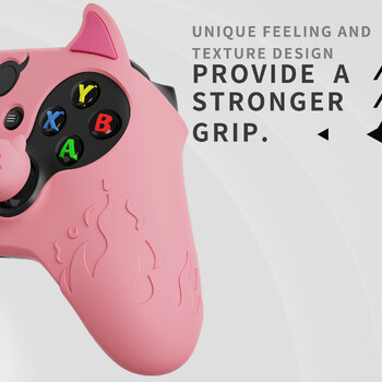 PlayVital Cute Demon Cover Silicone W/Thumb Grip Caps για χειριστήριο Xbox Series X/S (Xbox Core Wireless Controller) - Ροζ