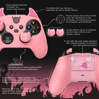 PlayVital Cute Demon Cover Silicone W/Thumb Grip Caps για χειριστήριο Xbox Series X/S (Xbox Core Wireless Controller) - Ροζ