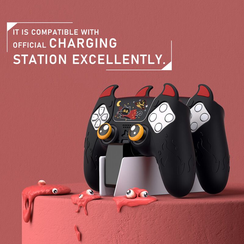 Силиконов калъф PlayVital Cute Demon Controller за ps5, Kawaii Controller Cover Gamepad Skin Protector за ps5 - 7 цвята