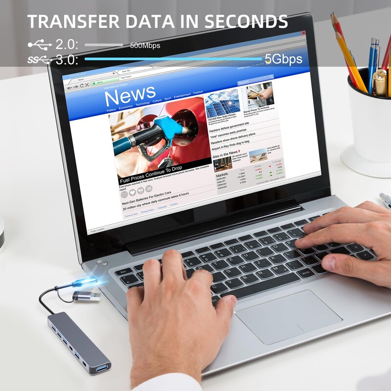 USB C čvorište 5Gbps USB C razdjelnik 100W napajanje USB 3.0 čvorište za prijenosno računalo MacBook Air/Pro za Windows/IOS/mac OS/Linux/Android