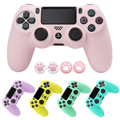 Minkštas silikoninis apsauginis valdymo dangtelis, skirtas Playstation 4 Controller Skin PS4 žaidimų pulto dėklui su vairasvirtės rankenos dangteliais