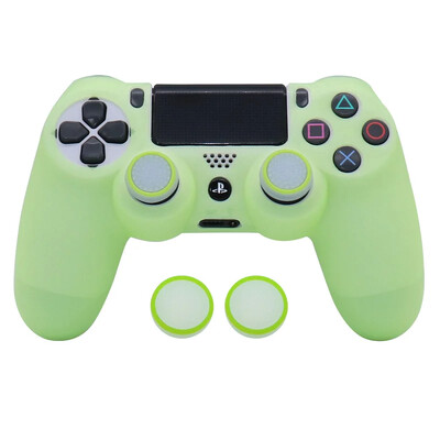 Glow in Dark Games Priedai žaidimų pulto vairasvirtės dėklo dangtelis, skirtas PS4, minkštas silikoninis dėklas, skirtas PlayStation 4 valdiklio korpusui