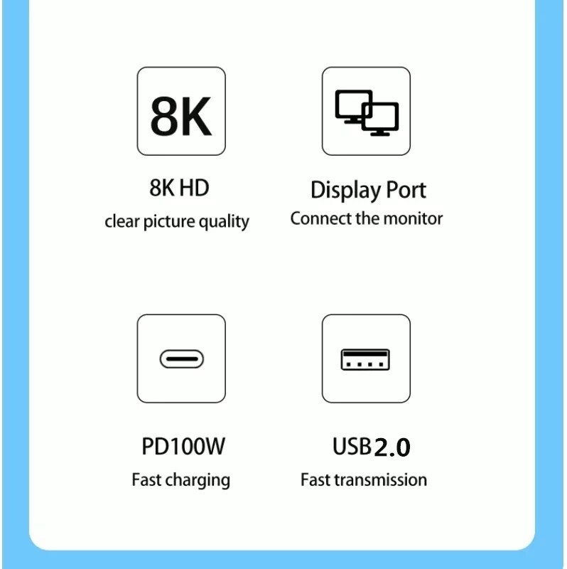 Type-C Thunderbolt3 do 8K@60Hz 4K@144Hz DisplayPort/USB/100W PD priključak 3u1 USB C DP čvorište za priključnu stanicu za Macbook Pro prijenosno računalo