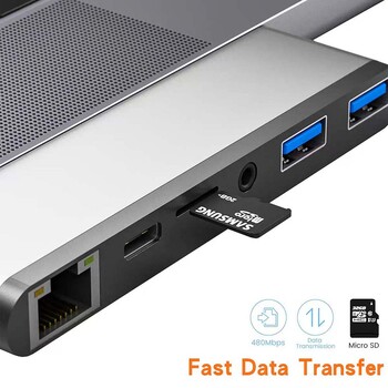 Dual Type-c USB C MacBook ProRJ45 Gigabit 6-in-1 Dock 2021 Αφιερωμένο σε HD Card Reader HUB Dock 4K