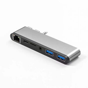 Dual Type-c USB C MacBook ProRJ45 Gigabit 6-in-1 Dock 2021 Αφιερωμένο σε HD Card Reader HUB Dock 4K