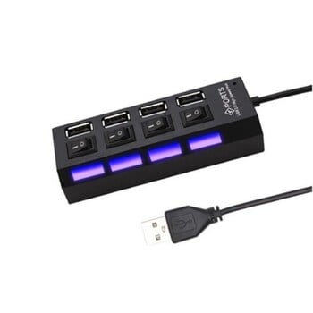 7 θύρες σταθμοί σύνδεσης USB 2.0 Hub High Speed Multi Splitter Adapter Multiple Expander with Switch for PC Laptop Notebook