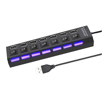 7 prievadų prijungimo stotys USB 2.0 šakotuvas didelės spartos kelių skirstytuvų adapteris, daugkartinis plėtiklis su jungikliu nešiojamam kompiuteriui