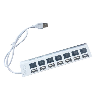 7 prievadų prijungimo stotys USB 2.0 šakotuvas didelės spartos kelių skirstytuvų adapteris, daugkartinis plėtiklis su jungikliu nešiojamam kompiuteriui