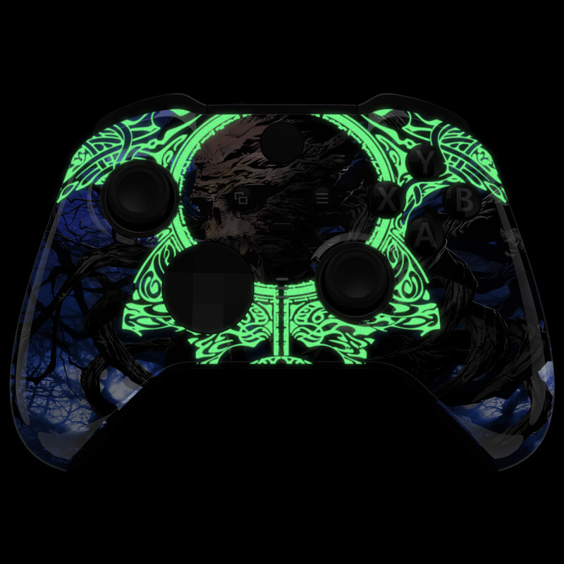 eXtremeRate Комплект за смяна на черупката на предната плоча на предния корпус за контролер Xbox One Elite Series 2 - Свети в тъмното The Earth Lord