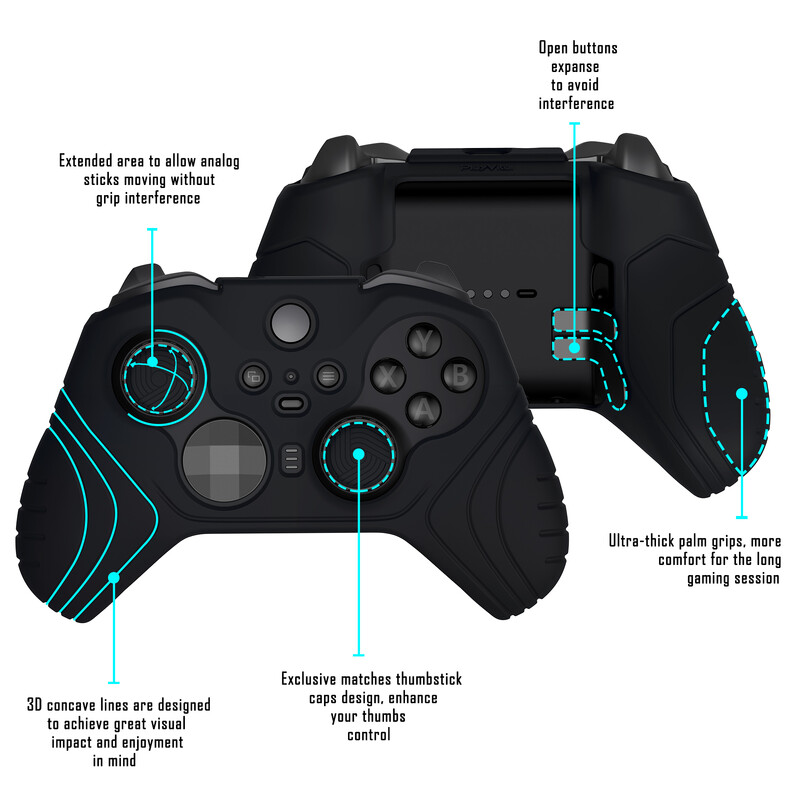 PlayVital Samurai Edition Silikonska mekana torbica za Xbox Elite Wireless Controller Series 2 W/Thumb Grip Caps - razne boje