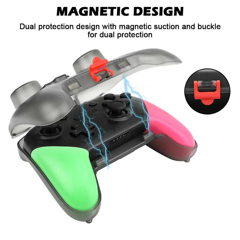 NOVO Transparent Clear Crystal Case Controller, zaštitni poklopac, školjka ručke s priključkom za punjenje za Nintend Switch Pro Controller