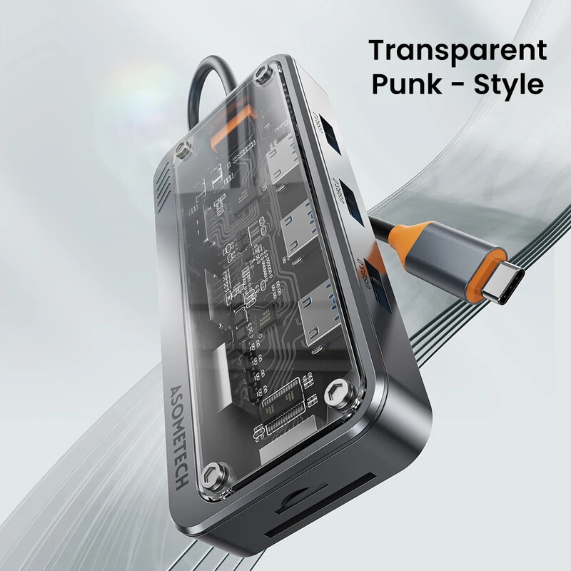 Prozirni USB C HUB 1000M RJ45 mrežni priključak PD 100W višenamjenska priključna stanica Splitter Tip C na HDMI-kompatibilni adapter