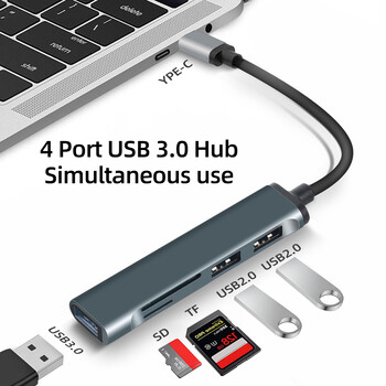 5 σε 1 USB C HUB για Macbook Air Pro iPad Pro M2 M1 Προσαρμογέας PC τύπου C για αξεσουάρ Lenovo Xiaomi Macbook USB 3.0 HUB