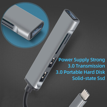 5 σε 1 USB C HUB για Macbook Air Pro iPad Pro M2 M1 Προσαρμογέας PC τύπου C για αξεσουάρ Lenovo Xiaomi Macbook USB 3.0 HUB