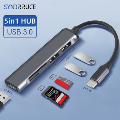 5 in 1 USB C koncentratorius, skirtas Macbook Air Pro iPad Pro M2 M1 kompiuterio C tipo adapteris, skirtas Lenovo Xiaomi Macbook priedai USB 3.0 koncentratorius