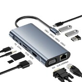 11u1 USB C priključna stanica 4K Tip C na HDMI HDMI HUB Adapter Splitter Tip 3 0 RJ45 Extension Koncentrator Dock Hubs Laptop