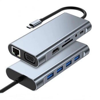 Σταθμός σύνδεσης USB C 11 σε 1 4K Τύπος C σε HDMI Διαχωριστής προσαρμογέα HDMI HUB Τύπος 3 0 0 RJ45 Επέκταση συμπυκνωτή βάσης σύνδεσης Laptop