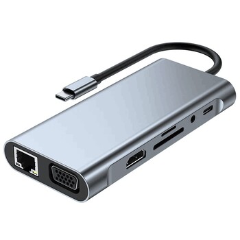 Σταθμός σύνδεσης USB C 11 σε 1 4K Τύπος C σε HDMI Διαχωριστής προσαρμογέα HDMI HUB Τύπος 3 0 0 RJ45 Επέκταση συμπυκνωτή βάσης σύνδεσης Laptop