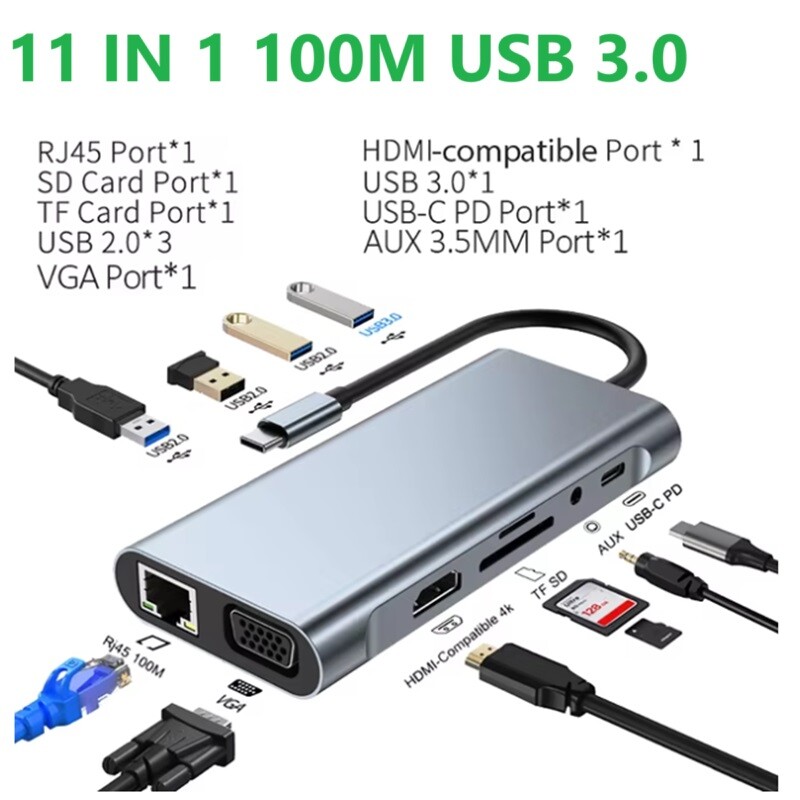 11u1 USB C priključna stanica 4K Tip C na HDMI HDMI HUB Adapter Splitter Tip 3 0 RJ45 Extension Koncentrator Dock Hubs Laptop