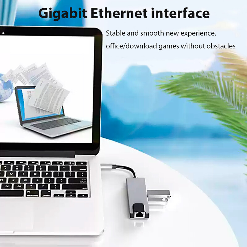 HUB USB tip C 3.0 adapter podržava 65W obrnuto punjenje priključna stanica za prijenosno računalo USB C priključna stanica 6 u 1 HUB Dodatak za Ipad