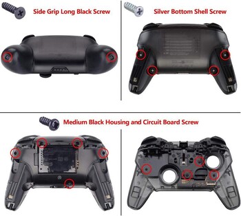 eXtremeRate Full Set περίβλημα για χειριστήριο NS Switch Pro, Πίσω πλάκα πρόσοψης με λαβές - Διαφανές Seires