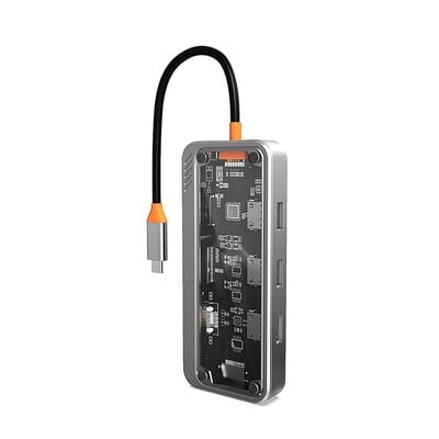 1 PCS Gigabit 10-в-1 докинг станция Тип C ХЪБ USB съвместим RJ45 Четец на SD карти Пластмасов PD 100W зарядно USB 3.0 ХЪБ