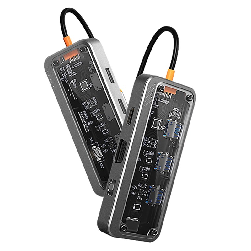 1 KOM Gigabitna 10-u-1 priključna stanica Tip C HUB USB kompatibilan RJ45 Čitač SD kartica Plastični PD 100W punjač USB 3.0 HUB