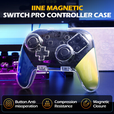 IINE L963 Прозрачен за Switch Pro Controller Калъф за съхранение Магнитно затваряне Устойчив на натиск