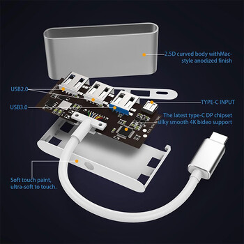 Typec Hub, One to Four USB Splitter, Κονσόλα παιχνιδιών, Κινητό Τηλέφωνο, Laptop, High-Speed Multi In One Expansion Dock