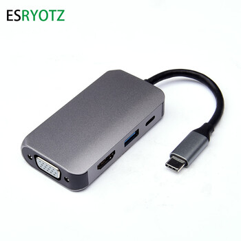 4-ΣΕ-1 USB HUB 3.0 USB C HUB Dock Station 5Gbps Μετάδοση υψηλής ταχύτητας Διαχωριστής USB Τύπος C σε USB OTG Προσαρμογέας για Macbook Pro