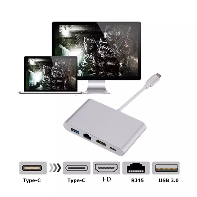 Četri vienā Dock TypeC Hub HD4K HD mobilais klēpjdators Daudzfunkcionāls USB C doks 4-in-1