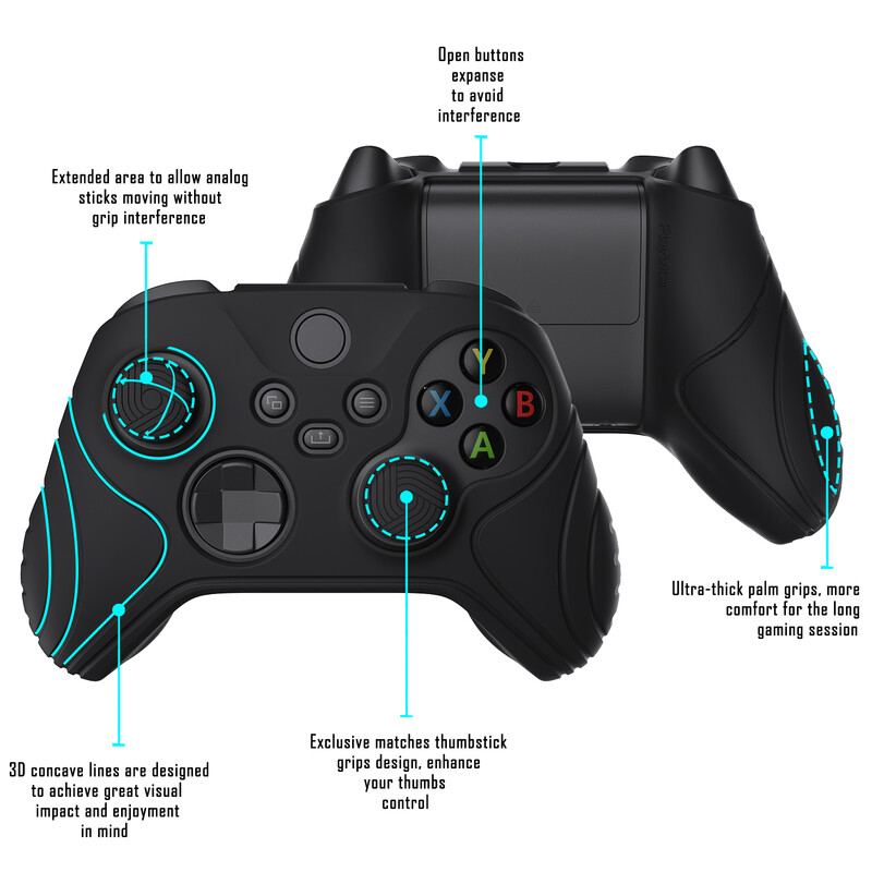 PlayVital Samurai Edition Anti-slip Grip Силиконов защитен калъф за кожа за безжичен контролер Xbox Core с капачки за палци